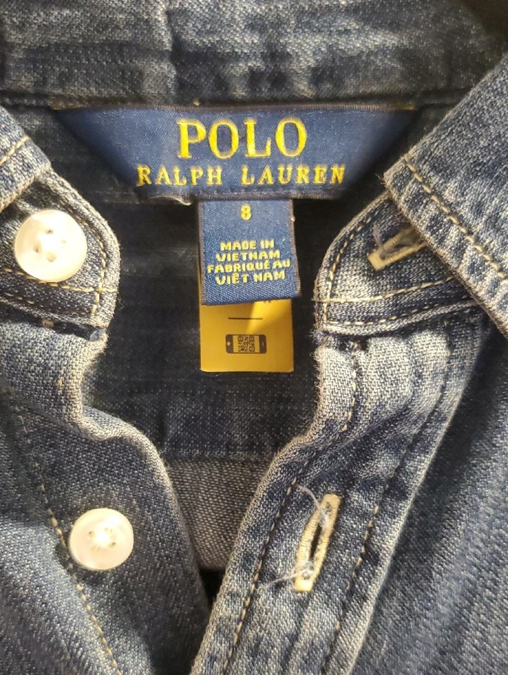 Ralph Lauren Girls' Belted Cotton Denim Shirtdress Sz 8